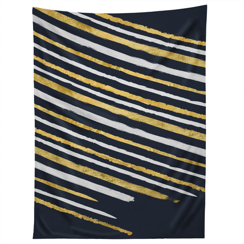 Lara Kulpa Gold and White Stripe on Navy Tapestry