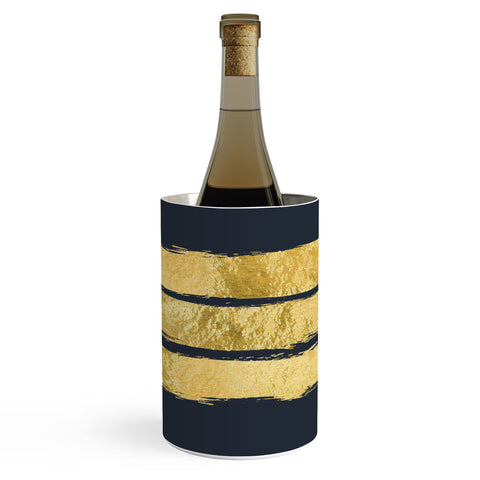 Lara Kulpa Gold and White Stripe on Navy Wine Chiller