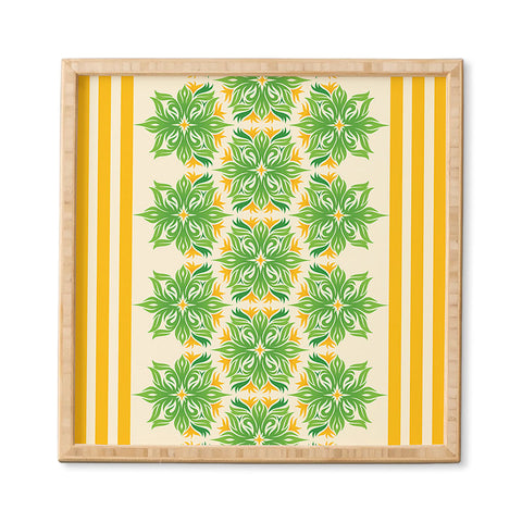 Lara Kulpa Green And Yellow Tribal Floral Framed Wall Art