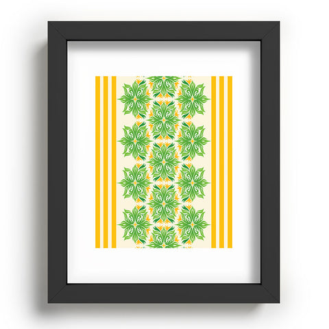 Lara Kulpa Green And Yellow Tribal Floral Recessed Framing Rectangle