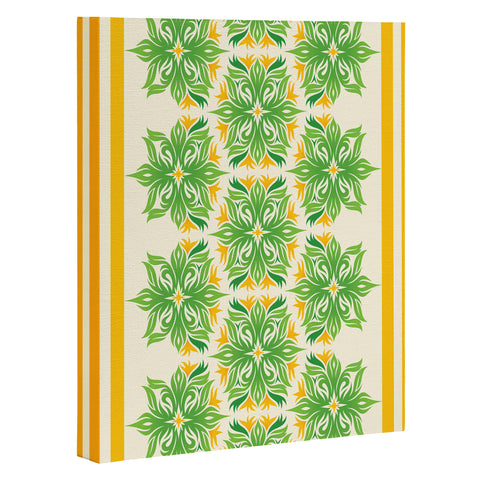 Lara Kulpa Green And Yellow Tribal Floral Art Canvas