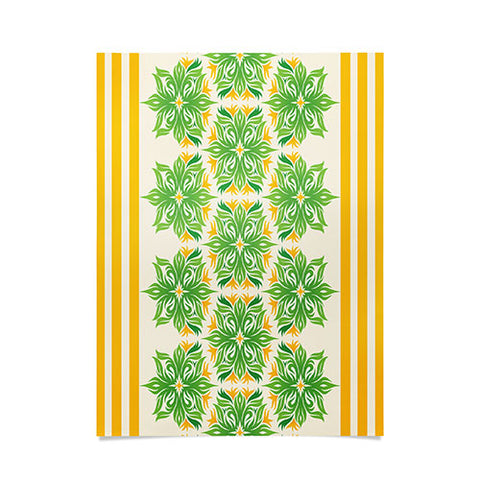 Lara Kulpa Green And Yellow Tribal Floral Poster