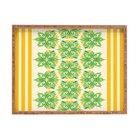 Lara Kulpa Green And Yellow Tribal Floral Rectangular Tray