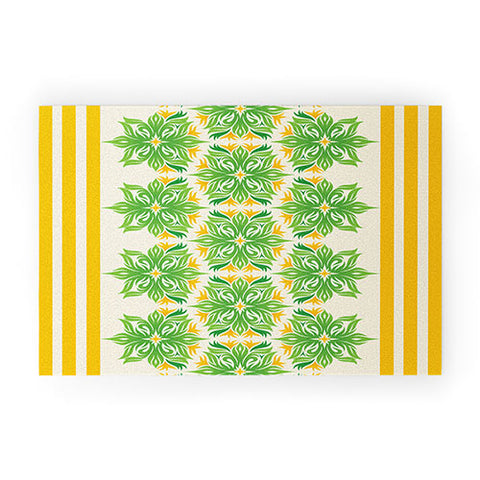 Lara Kulpa Green And Yellow Tribal Floral Welcome Mat