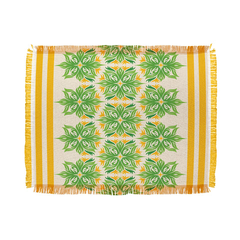Lara Kulpa Green And Yellow Tribal Floral Throw Blanket