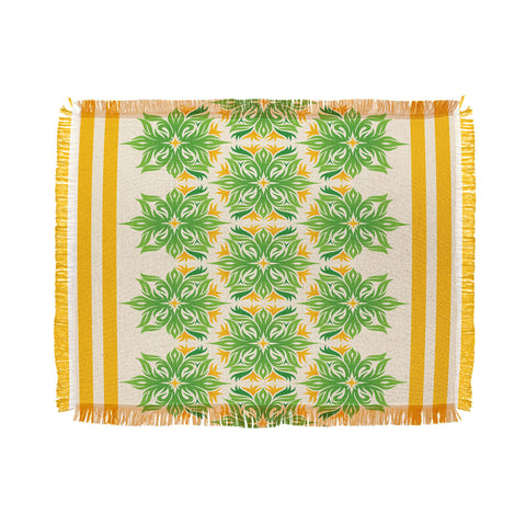 Lara Kulpa Green And Yellow Tribal Floral Throw Blanket