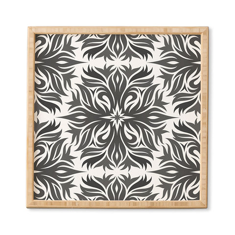 Lara Kulpa Grey Tribal Floral Framed Wall Art