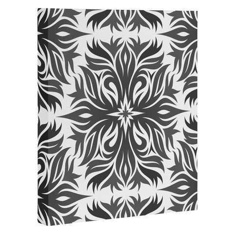 Lara Kulpa Grey Tribal Floral Art Canvas