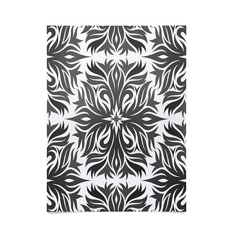 Lara Kulpa Grey Tribal Floral Poster