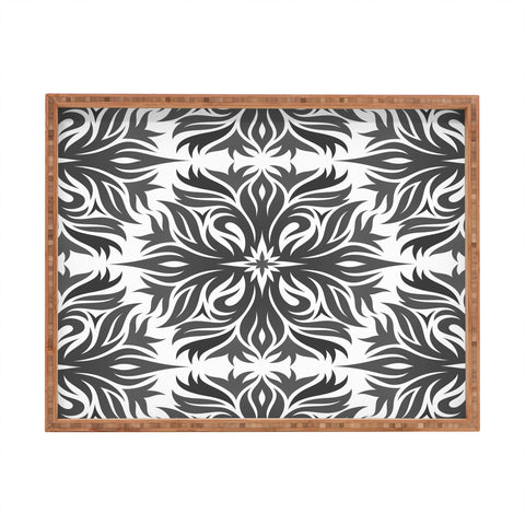 Lara Kulpa Grey Tribal Floral Rectangular Tray