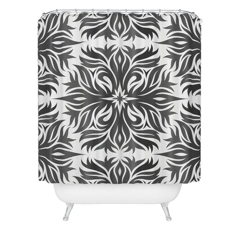 Lara Kulpa Grey Tribal Floral Shower Curtain