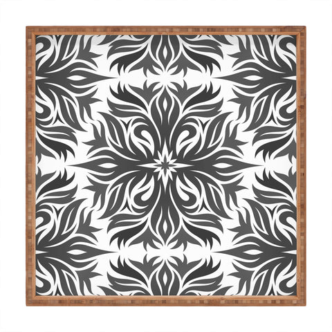Lara Kulpa Grey Tribal Floral Square Tray