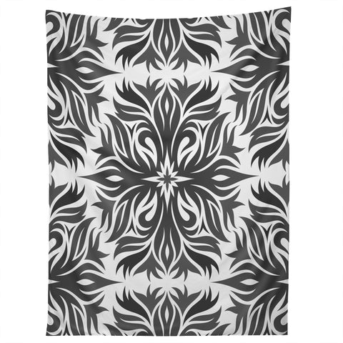 Lara Kulpa Grey Tribal Floral Tapestry