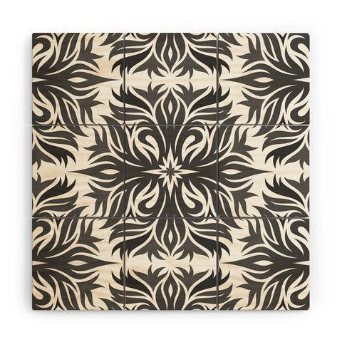Lara Kulpa Grey Tribal Floral Wood Wall Mural