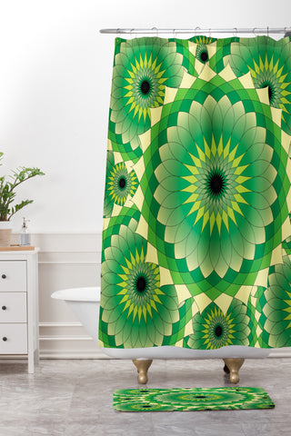 Lara Kulpa Mellow Grellow Lotus Shower Curtain And Mat