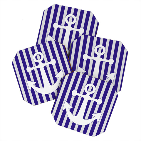 Lara Kulpa Navy Anchor Coaster Set