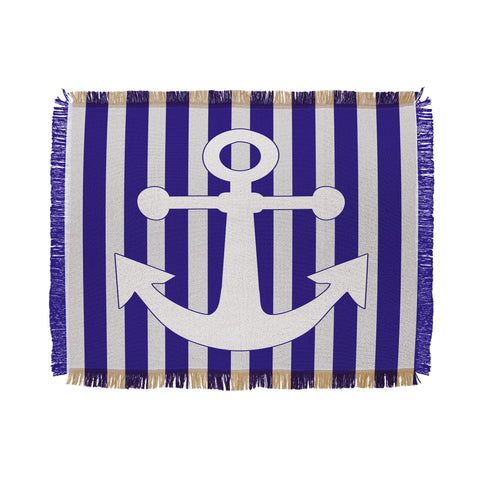 Lara Kulpa Navy Anchor Throw Blanket