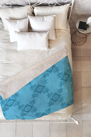 Lara Kulpa Ornamental Aqua Fleece Throw Blanket