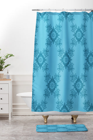 Lara Kulpa Ornamental Aqua Shower Curtain And Mat