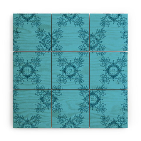 Lara Kulpa Ornamental Aqua Wood Wall Mural