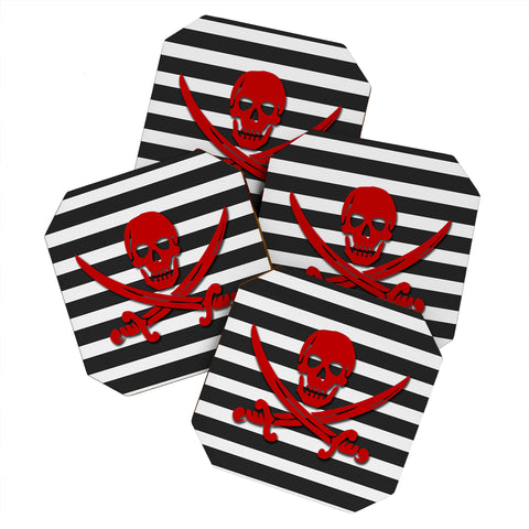 Lara Kulpa Red Pirate Coaster Set