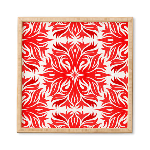Lara Kulpa Red Tribal Floral Framed Wall Art