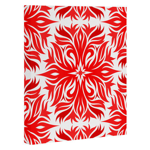 Lara Kulpa Red Tribal Floral Art Canvas