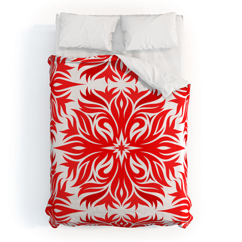 Lara Kulpa Red Tribal Floral Duvet Cover