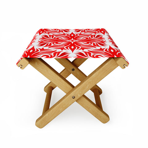 Lara Kulpa Red Tribal Floral Folding Stool