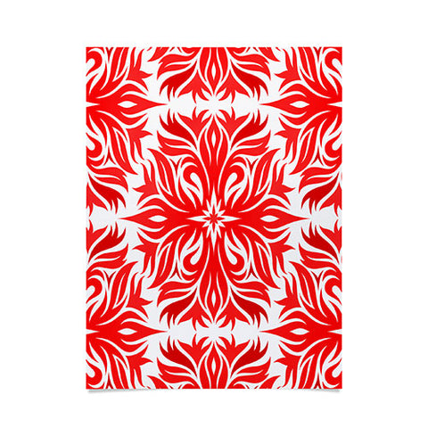 Lara Kulpa Red Tribal Floral Poster