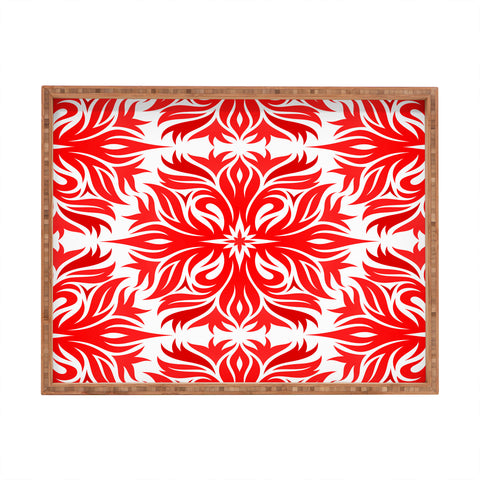 Lara Kulpa Red Tribal Floral Rectangular Tray
