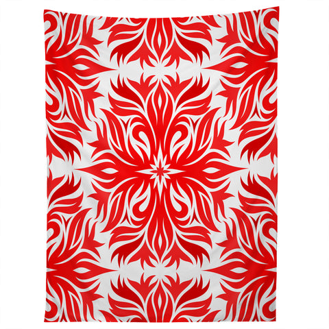 Lara Kulpa Red Tribal Floral Tapestry