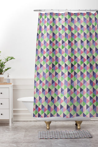 Lara Kulpa Retro Cubic Summer Shower Curtain And Mat