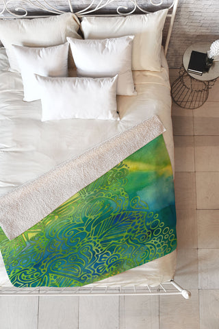 Lara Kulpa Watercolor Mehndi BGY 1 Fleece Throw Blanket