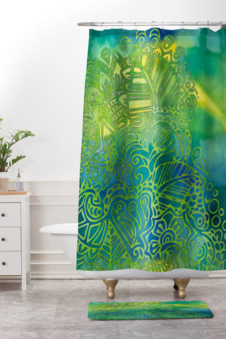 Lara Kulpa Watercolor Mehndi BGY 1 Shower Curtain And Mat