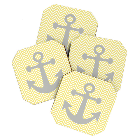 Lara Kulpa Yellow Anchor Coaster Set