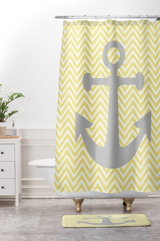 Lara Kulpa Yellow Anchor Shower Curtain And Mat