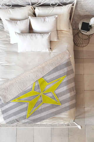 Lara Kulpa Yellow Star Fleece Throw Blanket