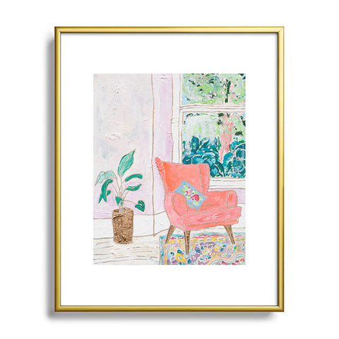 Lara Lee Meintjes A Room with a View Pink Armchair by the Window Metal Framed Art Print