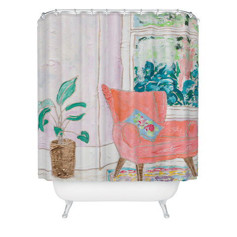 Lara Lee Meintjes A Room with a View Pink Armchair by the Window Shower Curtain