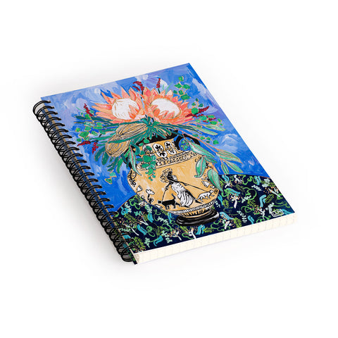 Lara Lee Meintjes Cat Walk Protea and Banksia Bouquet Spiral Notebook
