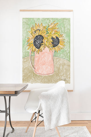 Lara Lee Meintjes Fall Sunflower Bouquet in Pitcher Offset Art Print And Hanger
