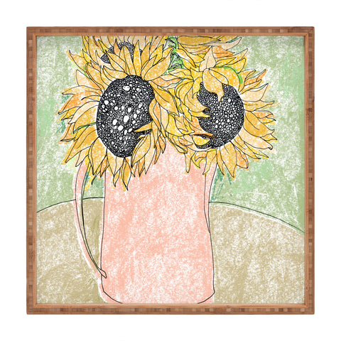 Lara Lee Meintjes Fall Sunflower Bouquet in Pitcher Offset Square Tray