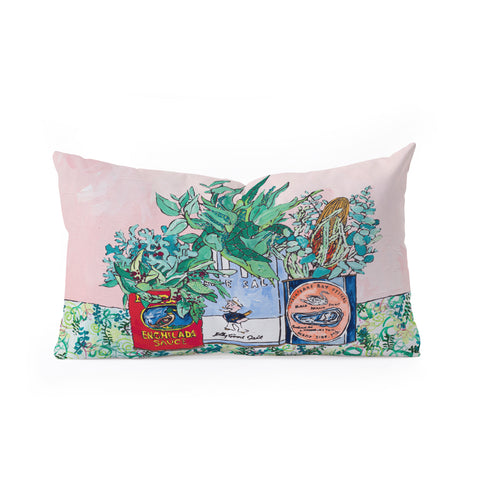 Lara Lee Meintjes Jungle Botanical in Colorful Cans on Pink Still Life Oblong Throw Pillow