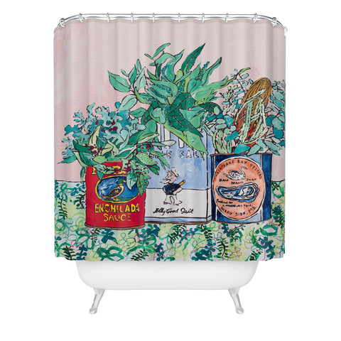 Lara Lee Meintjes Jungle Botanical in Colorful Cans on Pink Still Life Shower Curtain