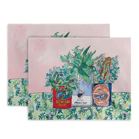Lara Lee Meintjes Jungle Botanical in Colorful Cans on Pink Still Life Placemat