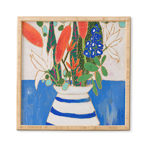 Lara Lee Meintjes Nautical Striped Vase of Flowers Framed Wall Art