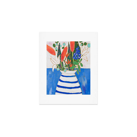 Lara Lee Meintjes Nautical Striped Vase of Flowers Art Print