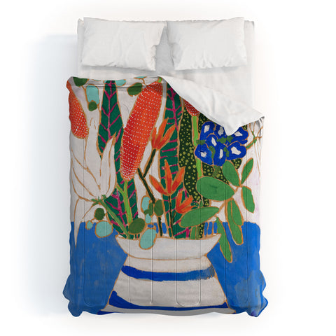 Lara Lee Meintjes Nautical Striped Vase of Flowers Comforter