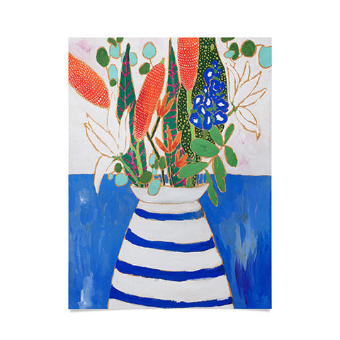 Lara Lee Meintjes Nautical Striped Vase of Flowers Poster